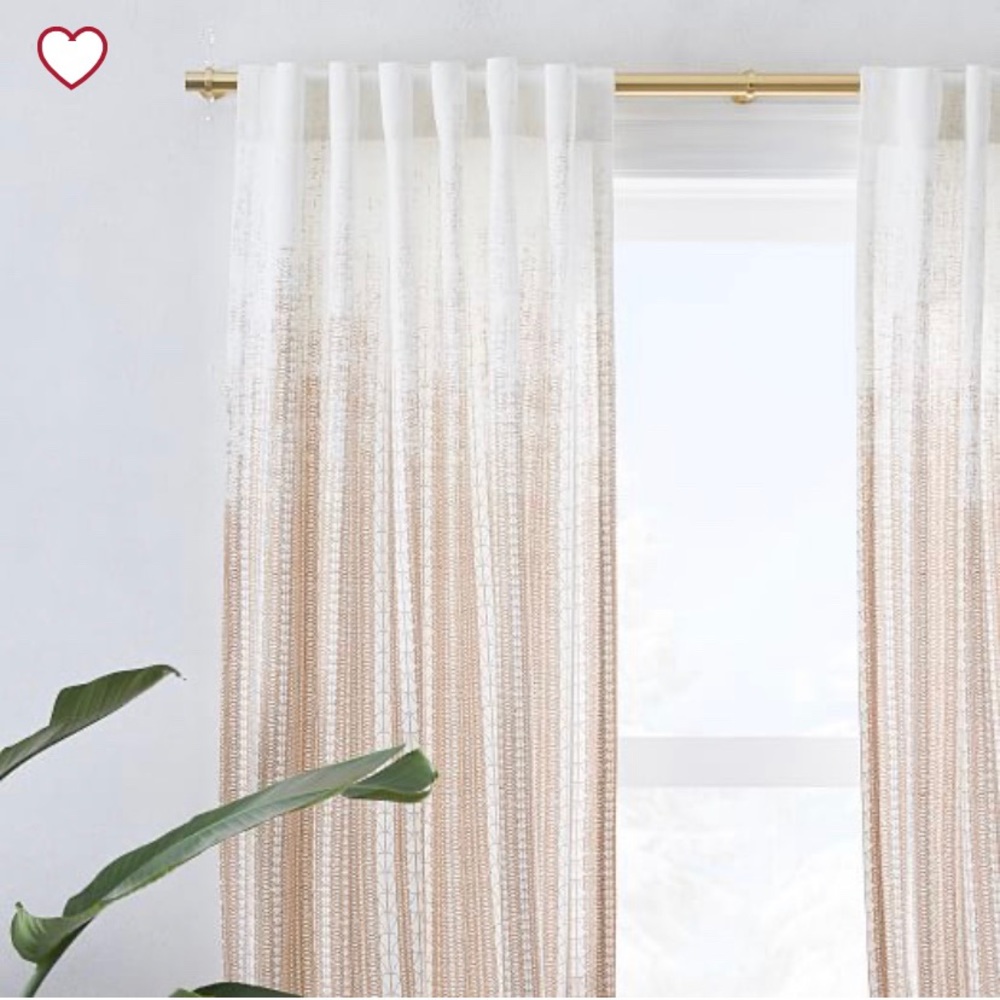 WEST ELM Gold Echo Print Curtains 48 x 96